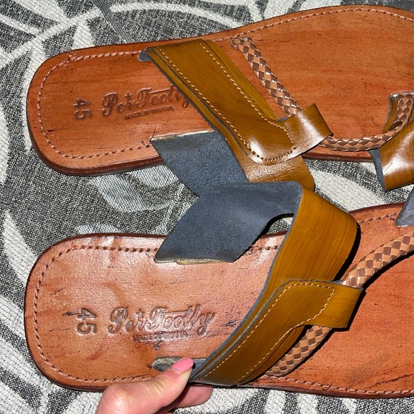 Brown Leather Sandals with Black Accents - Picture 2 of 6